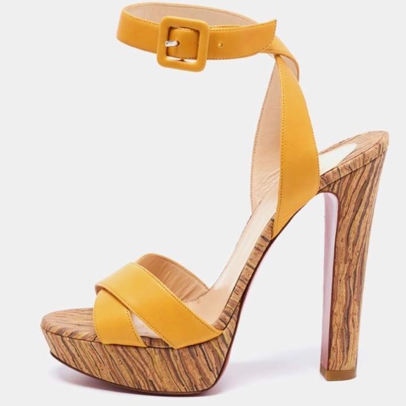 Christian Louboutin Shoes - Christian Louboutin Trinidad Yellow Cork Platform Heels